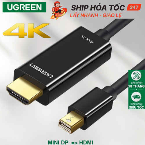 Cáp Ugreen Mini DisplayPort to HDMI Ugreen Mini Dp to Hdmi Phân Giải 4K