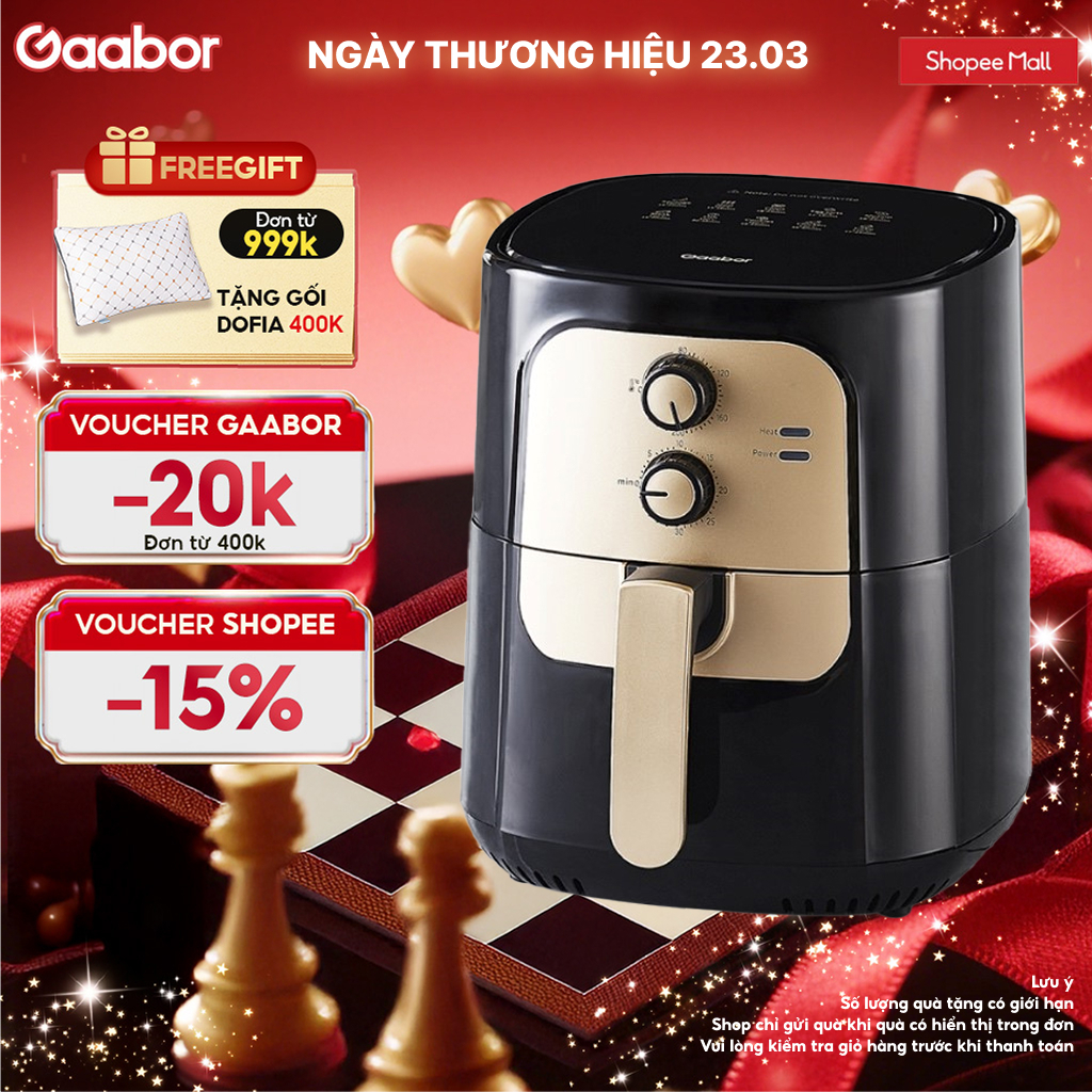 Hannah Olala x Gaabor Nồi chiên không dầu AF65M-BK01A 6.5 lít đối lưu nhiệt 360 độ không trở lật công suất 1400W