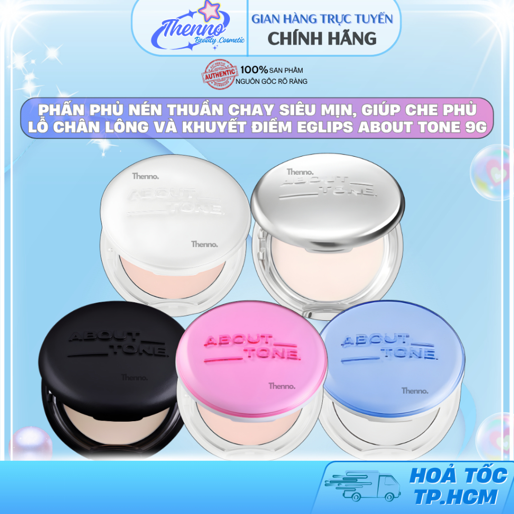 Phấn Phủ Nén Thuần Chay Siêu Mịn, Giúp Che Phủ Lỗ Chân Lông Và Khuyết Điểm Eglips About Tone 9g Hàn 