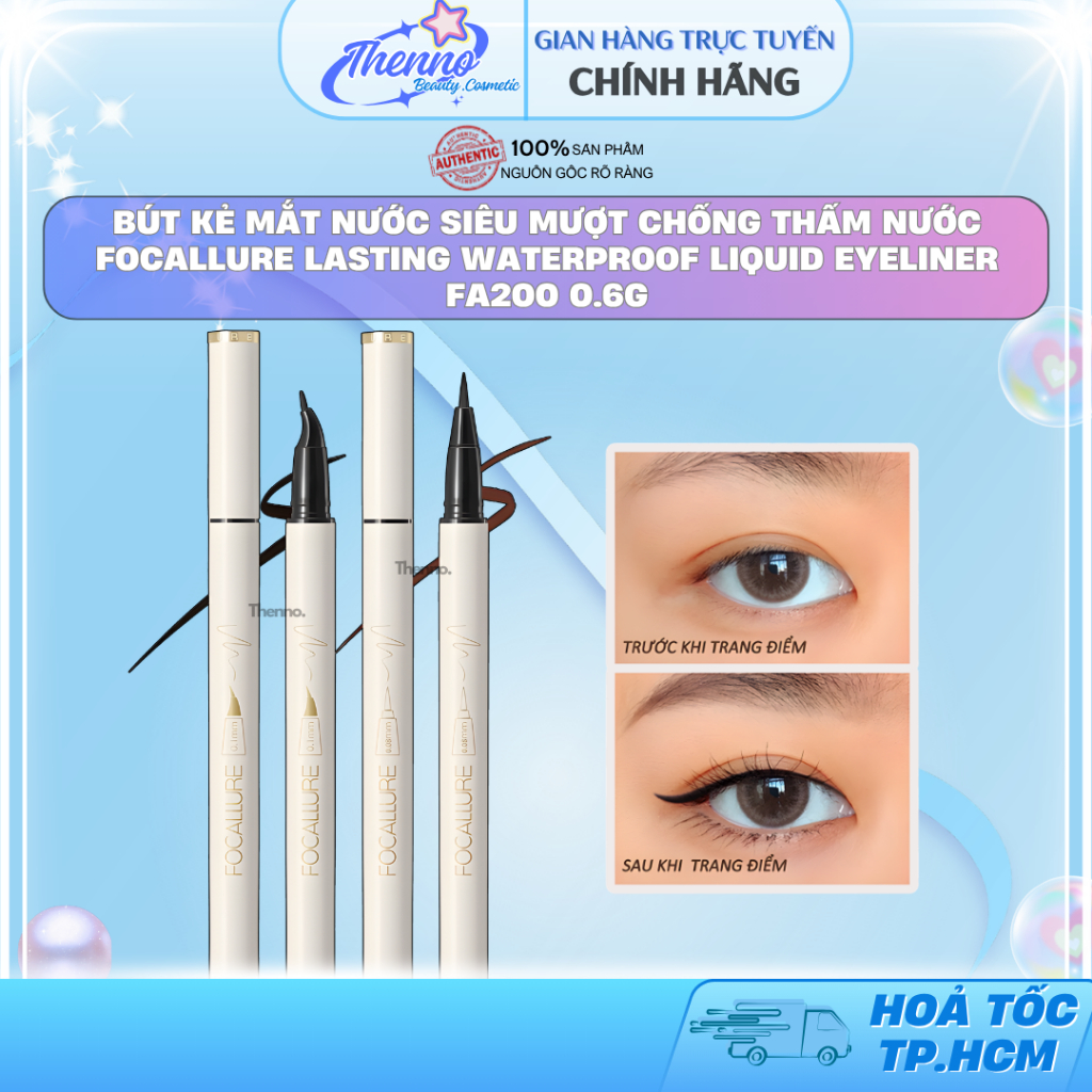 Bút Kẻ Mắt Nước Siêu Mượt Chống Thấm Nước Focallure Lasting Waterproof Liquid Eyeliner FA200 0.6g