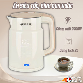 Bình Đun Nước Siêu Tốc Nhanh Sôi – Ấm Đun Nước Inox Dày Dặn, Tay Cầm Chống Bỏng, Có Đèn Báo Khi Đun, Đế Xoay 360 Độ