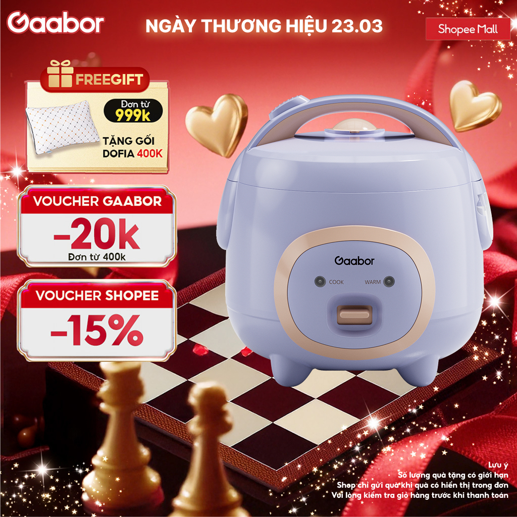 Gaabor Nồi cơm điện mini 1L RC-25M01A kèm xửng hấp tay cầm chống dính một nút sử dụng dễ dàng [L]