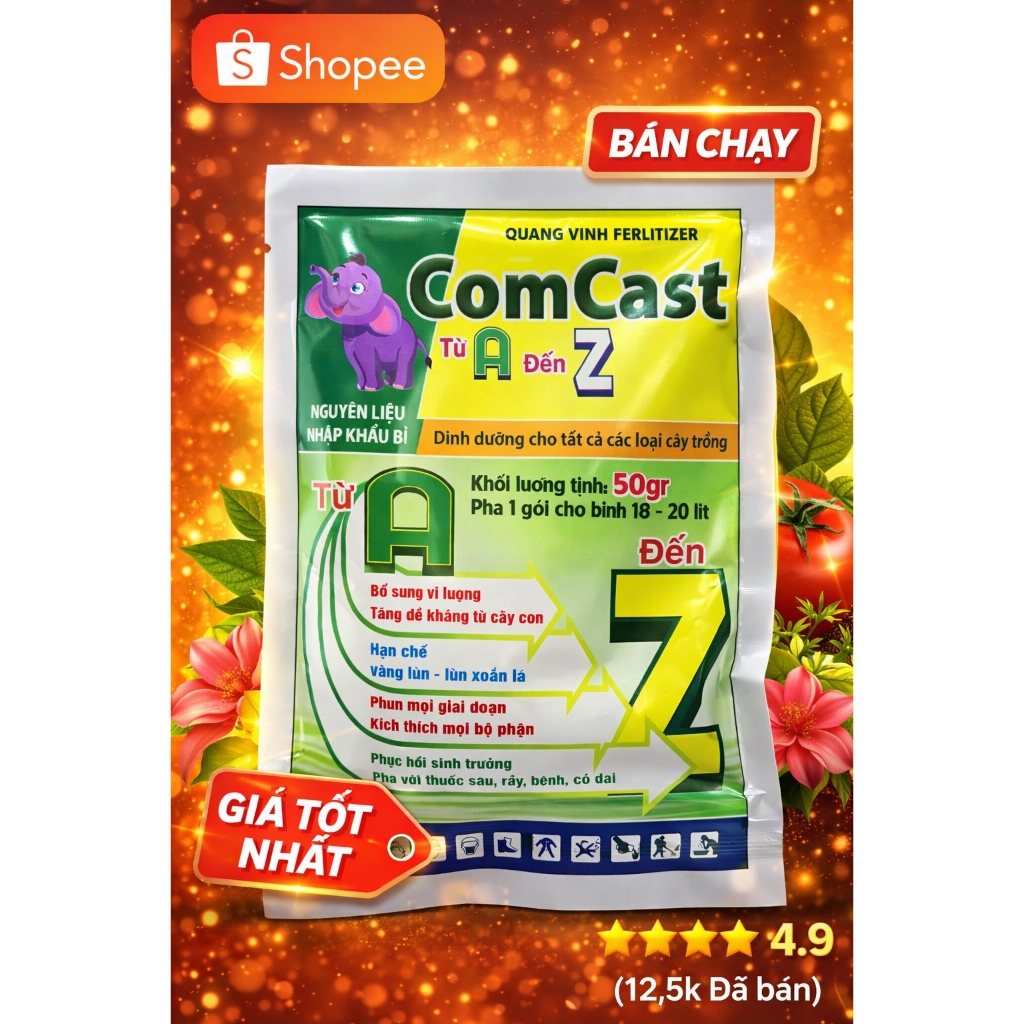 ComCast A - Z (GÓI LỚN 50gr) Kích thích sinh trưởng, giải độc, kích rễ, Tăng sức đề kháng cây con.