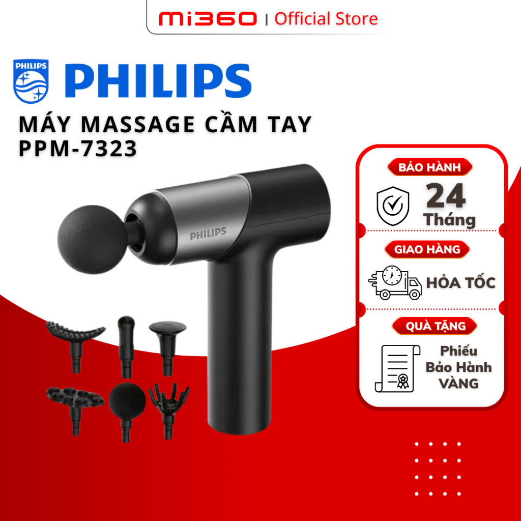 Máy Massage Cầm tay Philips PPM7323 - 7 cấp độ điều chỉnh - 6 đầu massage chuyên dụng