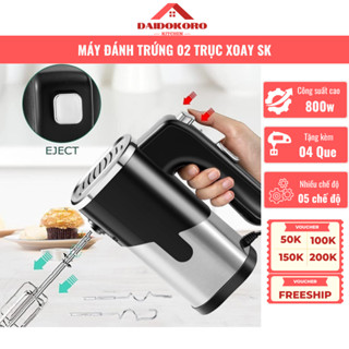 Máy Đánh Trứng VOVI SK 2 Que Đánh Inox 304 Công Suất 800W, 5 Cấp Độ Tặng 4 Que Đánh Trứng Làm Bánh