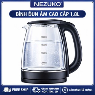 Ấm đun siêu tốc THỦY TINH, Bình đun nước thủy tinh siêu tốc Vicente 2.0L - Bảo Hành 1 Năm