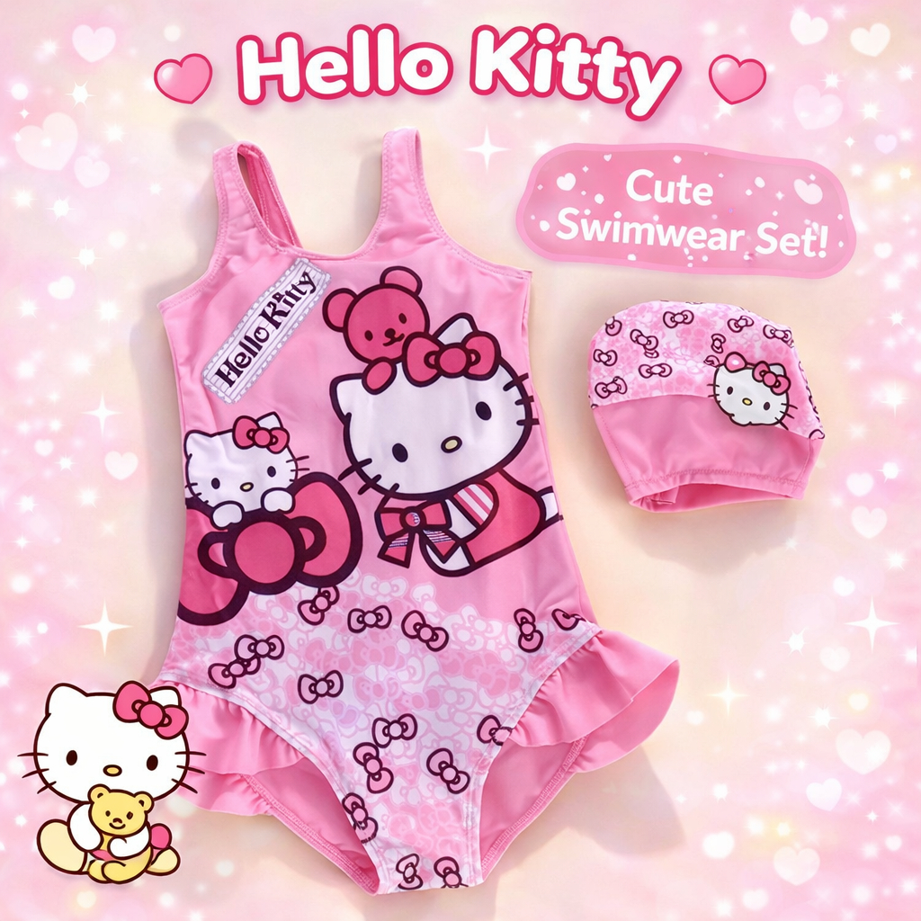 Áo bơi liền thân dành cho bé gái 2-8 tuổi hình Hello Kitty, Flozen