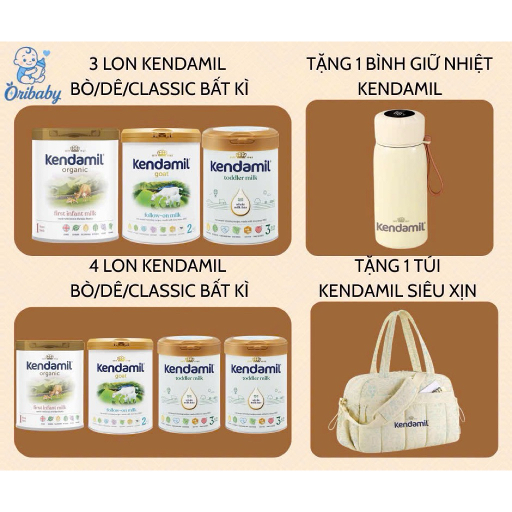 Sữa công thức Kendamil Organic/ Kendamil Classic nguyên kem, hỗ trợ bé tăng cân, phát triển toàn diệ