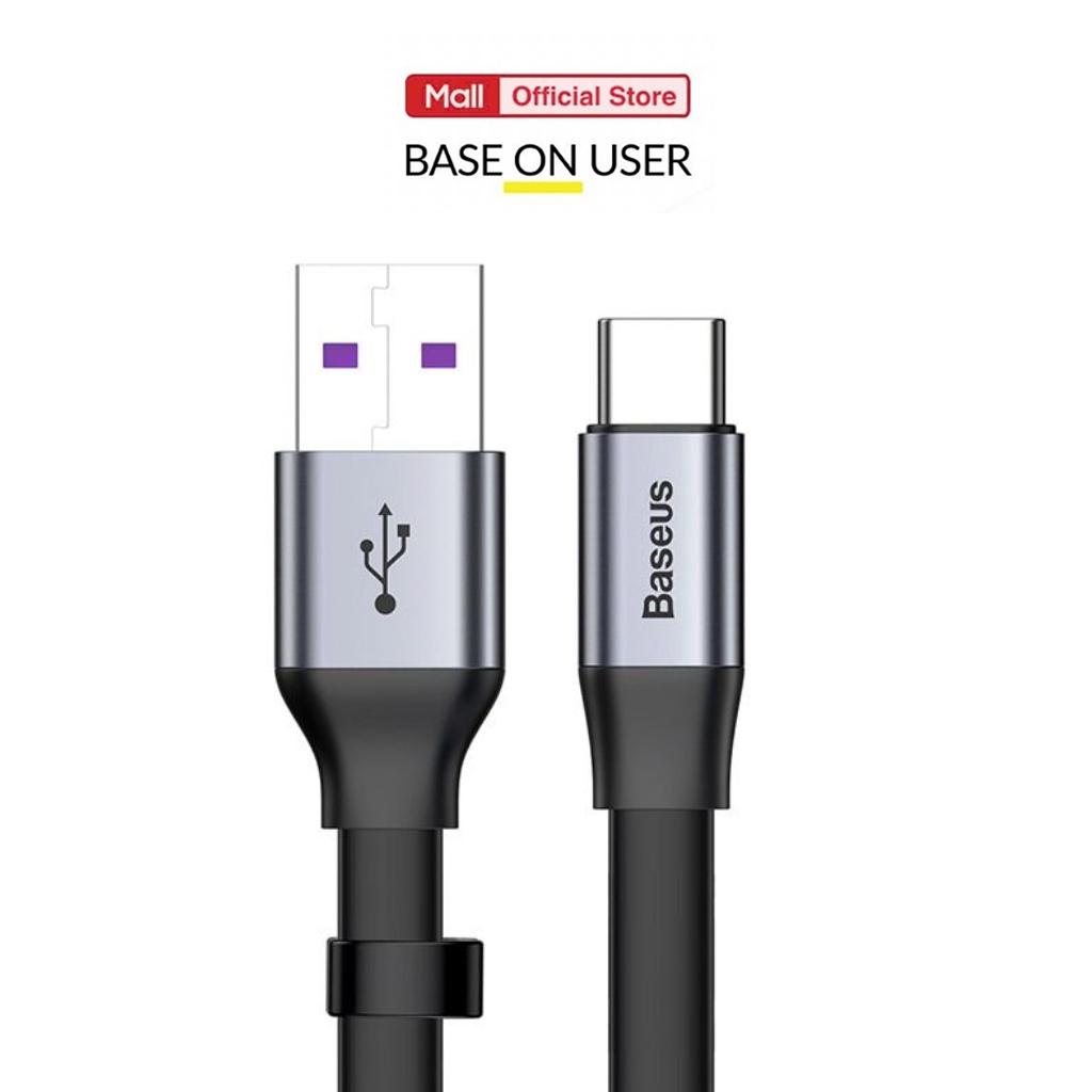 Cáp sạc 2A Baseus Nimble Type-C dây dẹt chống rối dài 23CM cho Android