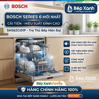[TẶNG BỘ NỒI 2.980.000Đ] Máy Rửa Bát Bosch SMS6ZCI01P Serie 6 | Sấy Đá Khô Zeolith | Sạch Khuẩn 99% | New 2026