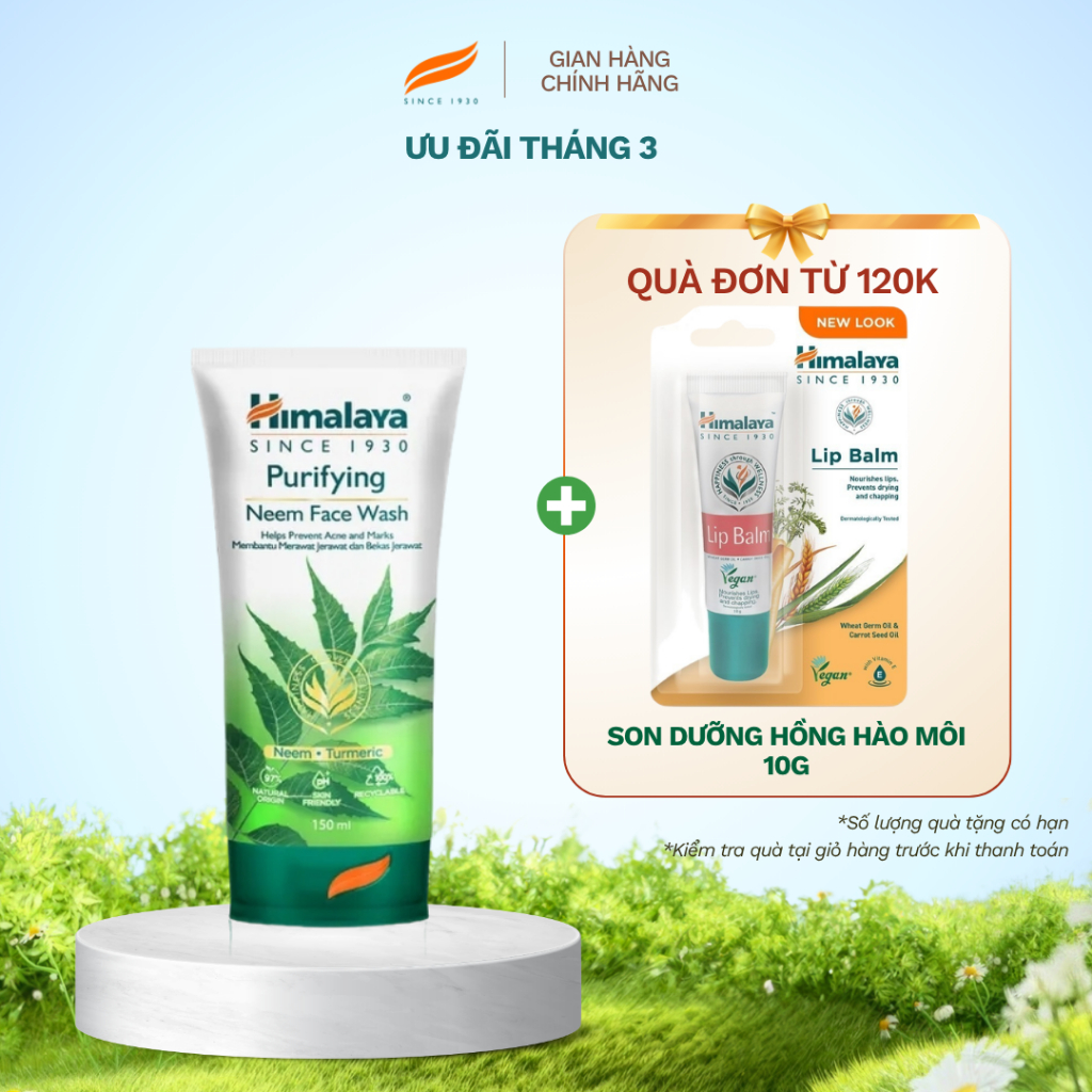 Sữa rửa mặt dịu nhẹ giúp giảm mụn chiết xuất từ lá neem Himalaya Purifying Neem Face Wash 150ml