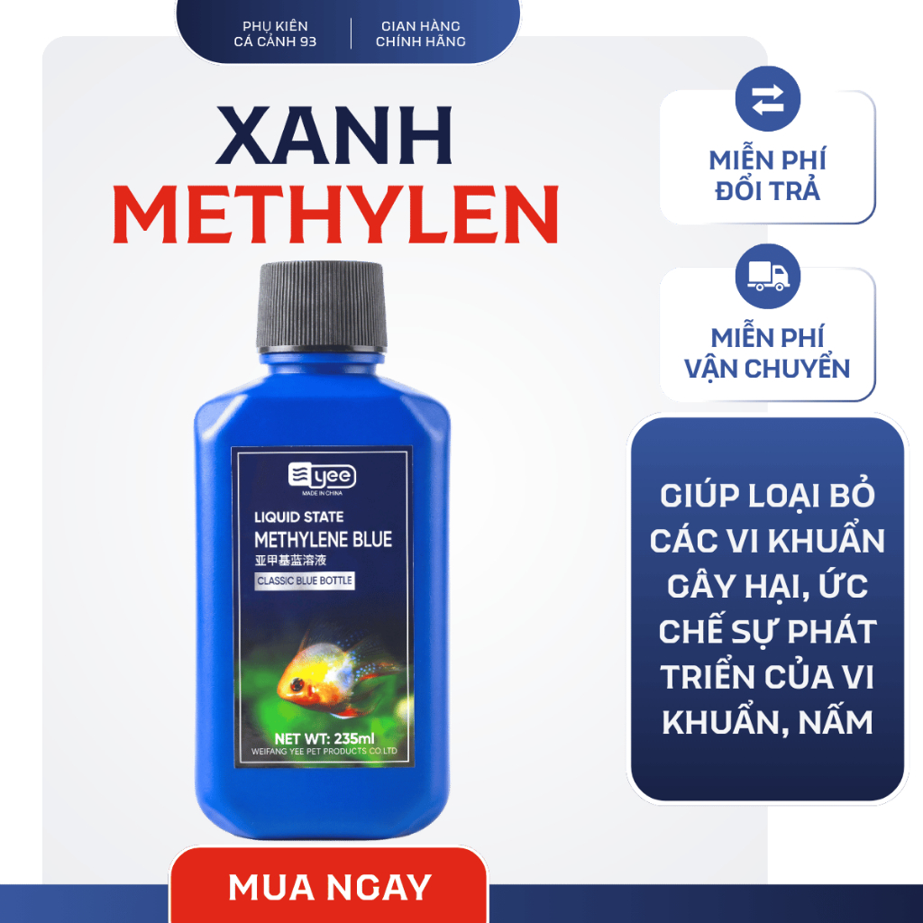 Dung dịch khử trùng, đặc trị các bệnh ngoài da cho cá cảnh Methylene Blue 235ml