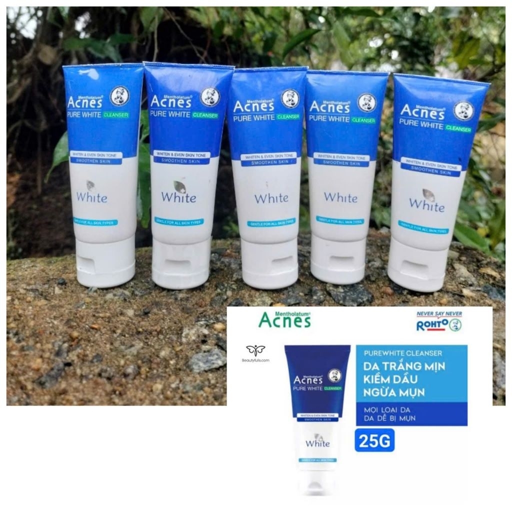 (COMBO 5) Sữa rửa mặt Acnes dưỡng trắng da 25 gr DATE CẮT - sữa rửa mặt Acnes pure white 25g/mỗi tuý