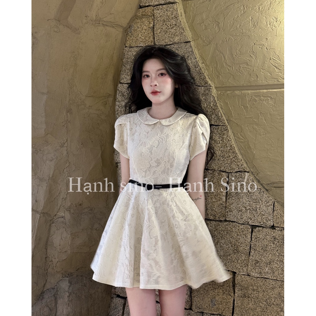 Hạnh sino.97 Váy tay hến dáng xoè ngắn nơ đen