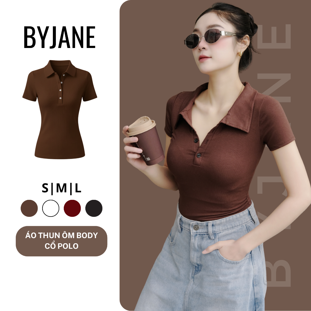 ( MỞ BÁN ) Áo Polo Phối Cúc Ôm Body Co Dãn 4 Chiều BYJANE-382 | BigBuy360 - bigbuy360.vn