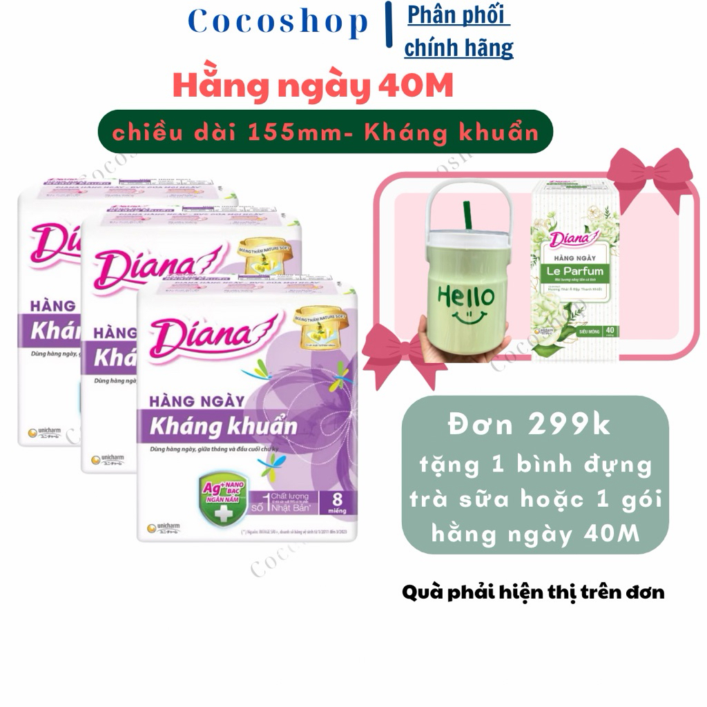 Băng Vệ Sinh Diana hằng ngày kháng khuẩn 40 Miếng