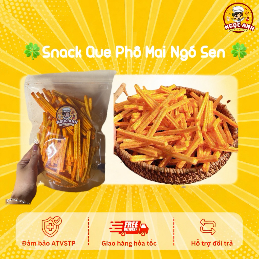 Snack Que Phô Mai Ngó Sen, Bim bim khoai tây ngó sen lắc phô mai thơm ngon, Đồ ăn vặt
