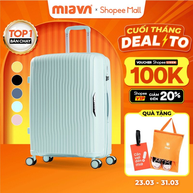 [🔥BEST SELLER] Vali Kéo MIAvn Larita ROTA - Size 20/24/28, Nhựa PP Dẻo Siêu Bền, Hạn Chế Bể Vỡ, Khoá TSA, Bảo Hành TĐ