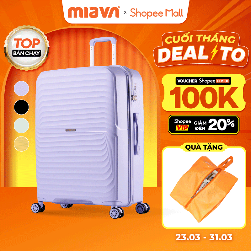 Vali Kéo MIAvn Larita MIYO - Size 20/24, Nhựa PP Bền Bỉ, Hạn Chế Bể Vỡ, Khoá Số Bảo Mật, Bảo Hành Trọn Đời
