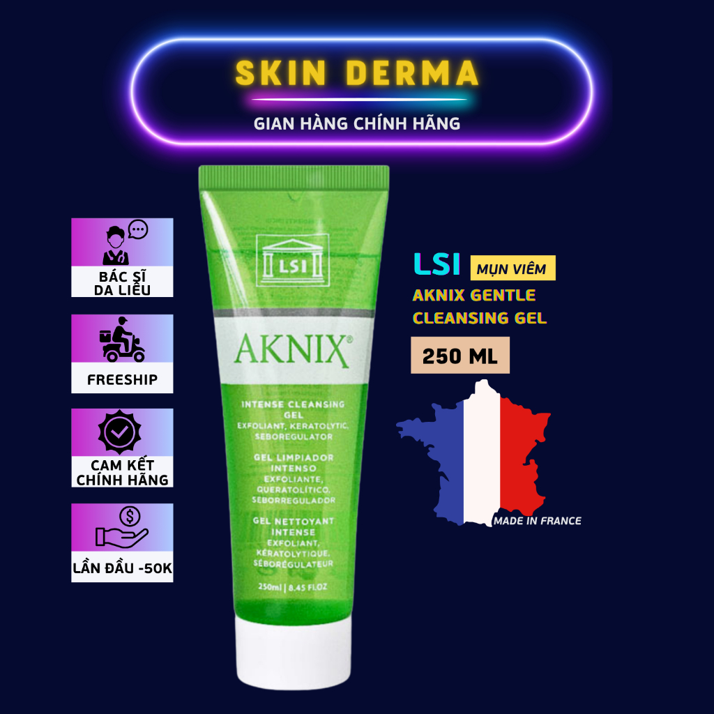 [Hàng Công Ty] LSI AKNIX GENTLE CLEANSING GEL (250ml) – Gel Rửa Mặt Làm Sạch Sâu & Kiểm Soát Nhờn