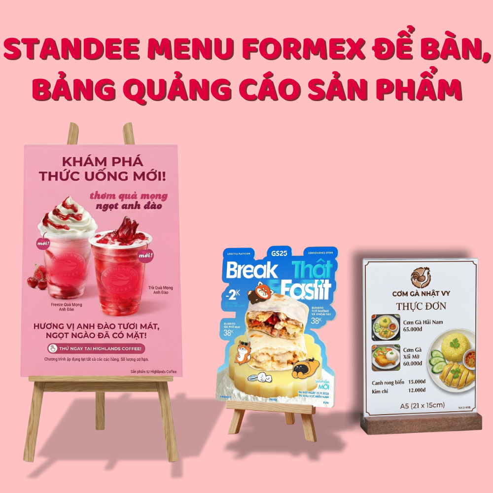 Standee Menu Formex 5mm Khổ Lớn – Bảng Quảng Cáo Sản Phẩm, Standee Mini Cafe, Trà Sữa, Ăn Vặt