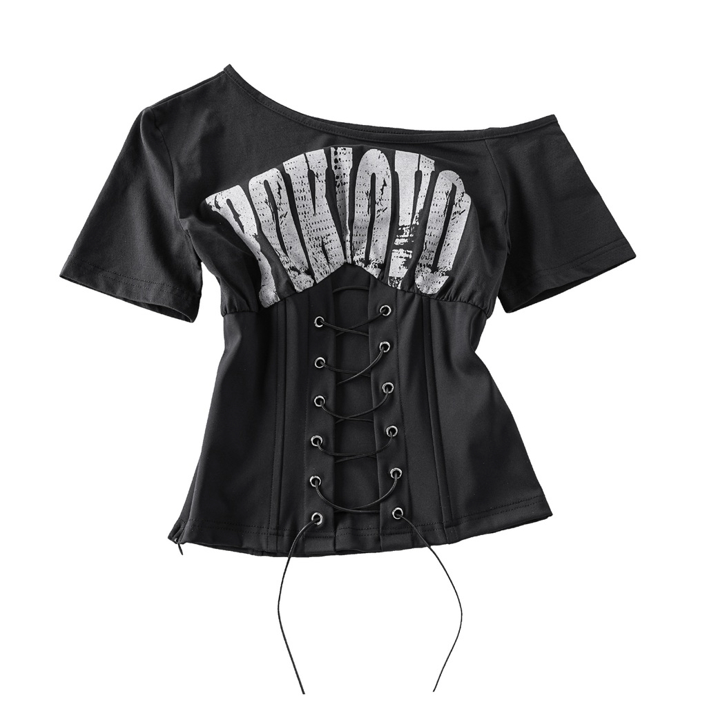 [ TRYST ] Áo Crop Trễ Vai POK 91237