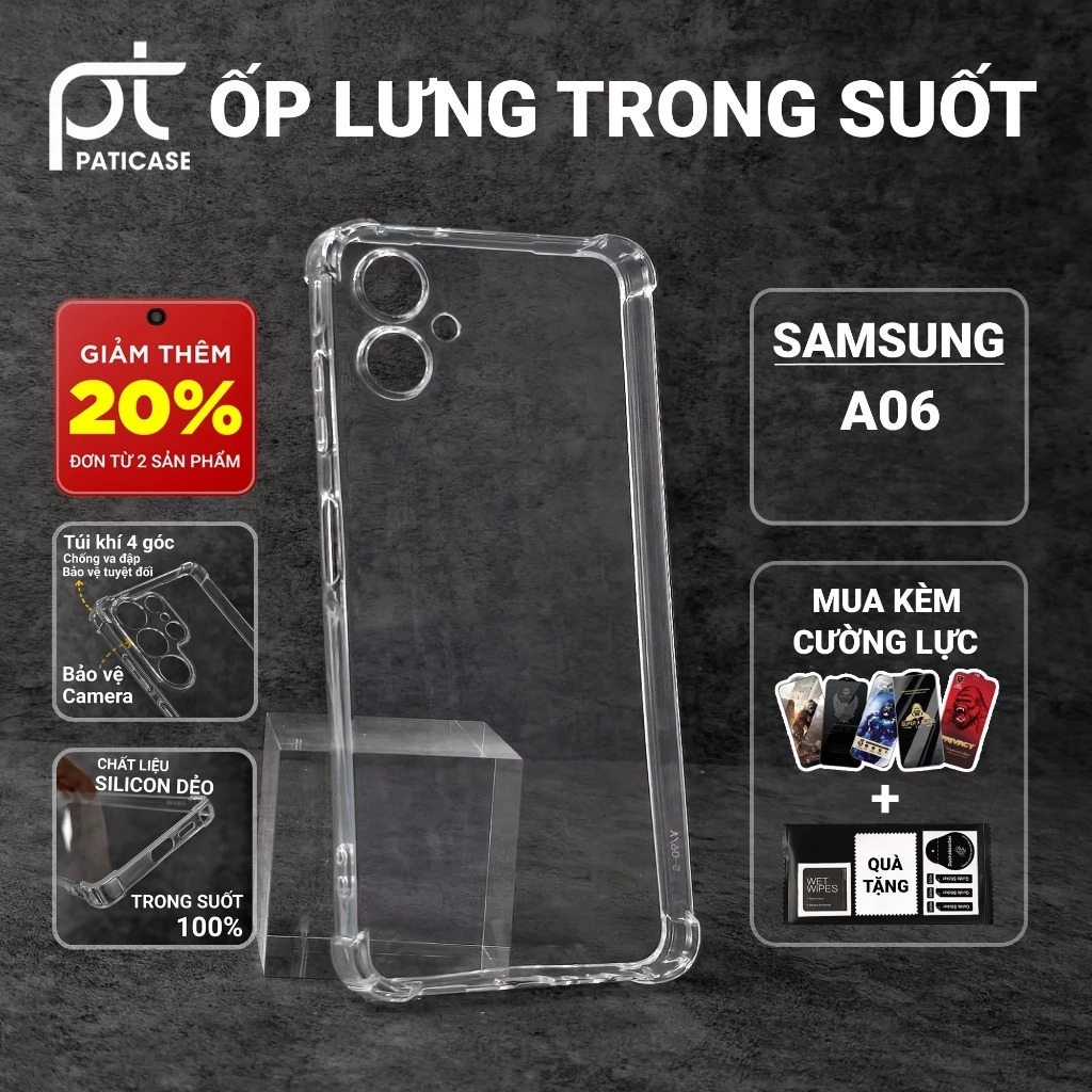 Ốp lưng Samsung  A07 / A07 5G / A06 5G / A06 4G / A05 / A04 chống sốc trong suốt toàn diện