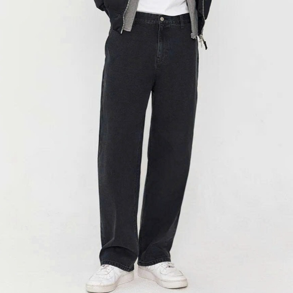 Quần Jean Quần Bò Nam GIORDANO Ống Rộng, Washed - Màu Đen Washed - Barrel Wide Denim Brushed Cotton