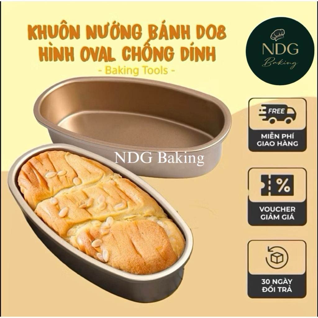 Khuôn bánh mì hoa cúc D08 chống dính - Khuôn oval D08 chống dính NDG Packaging