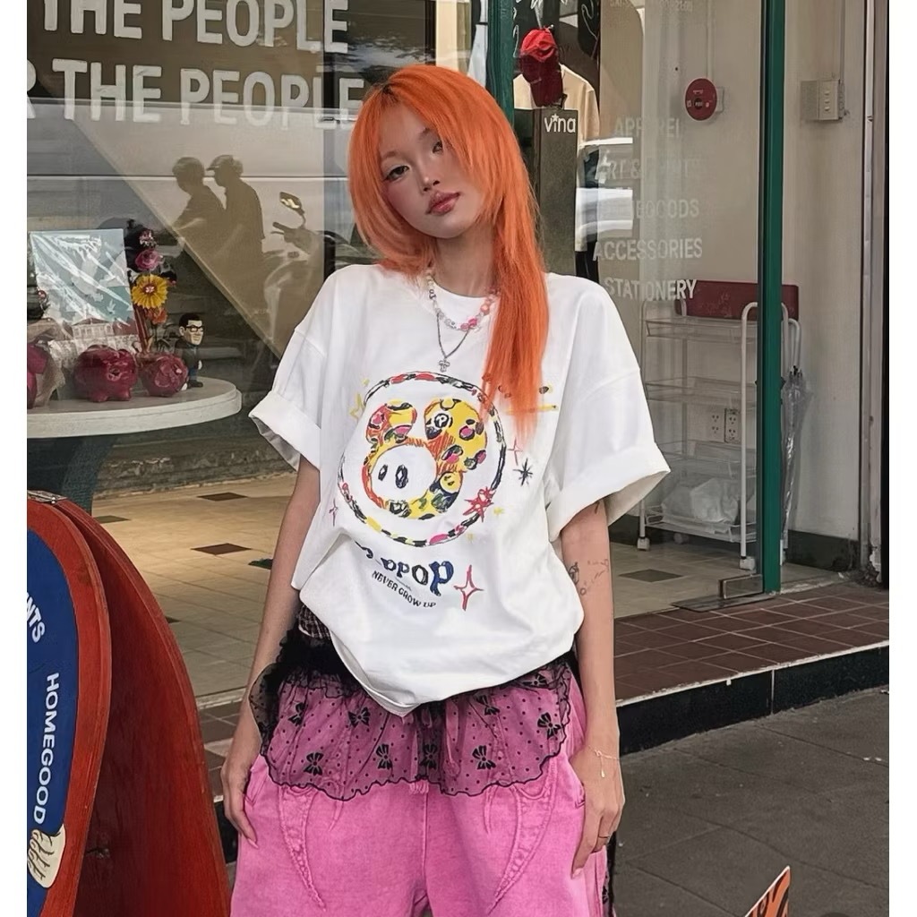 𝐏op𝐏op 𝐇i𝐇i | Poppop Mascot PP Crayon Tee / White