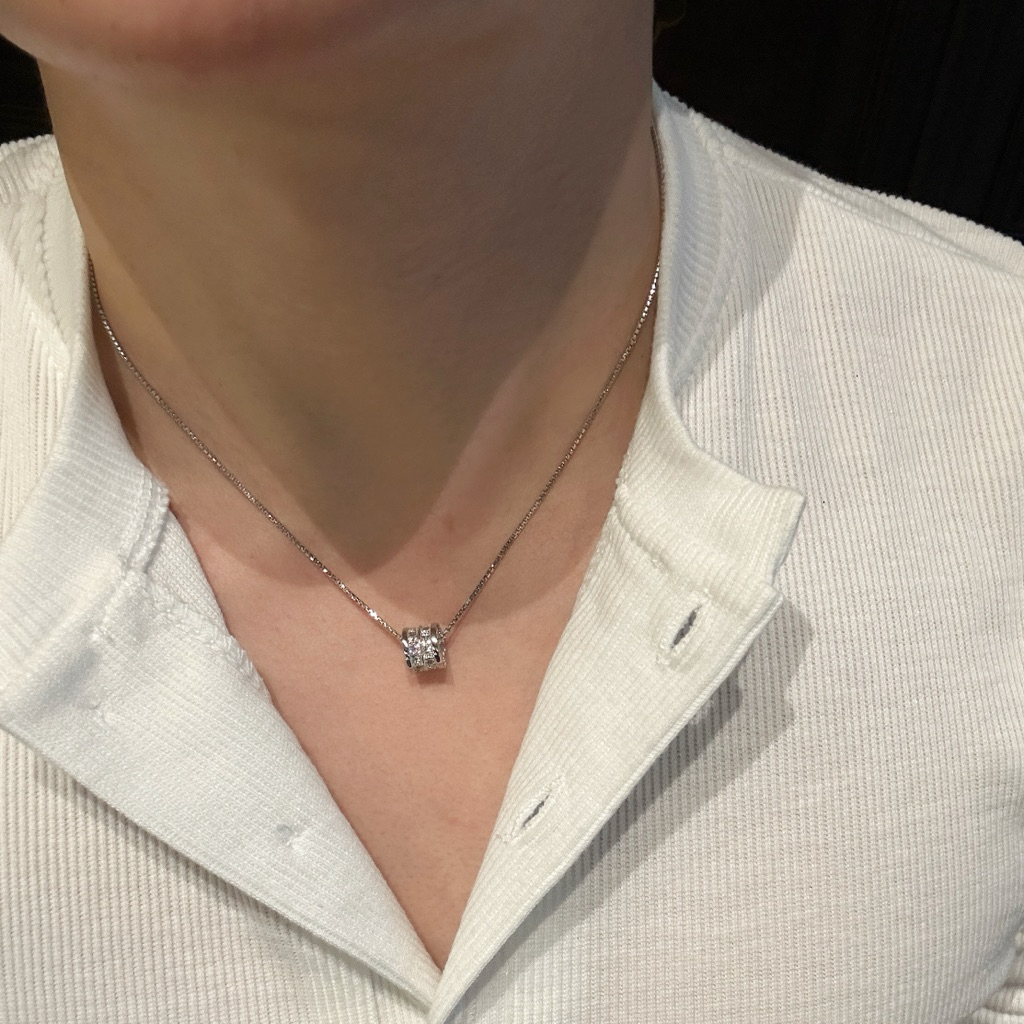 Dây chuyền bạc mặt ống đá thiết kế Luxury - MINA JEWELRY