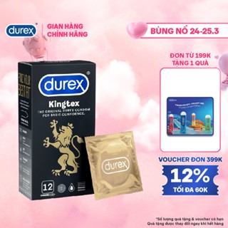 Bao cao su Durex Kingtex ôm sát, bôi trơn, size 49mm, hộp 12 bao
