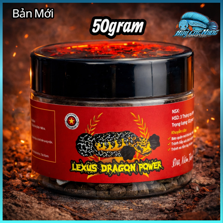 (Bản Mới)Cám LEXUS Dragon Power 50g | Hỗ Trợ Viền Vảy Rồng Cho Cá Lóc Cảnh - HLN