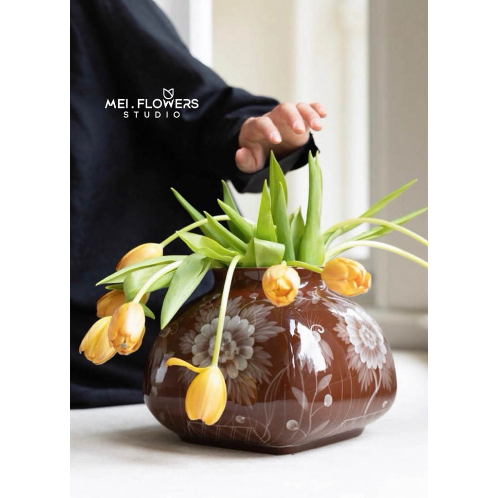 Gốm Sứ Brun Vase Thượng Hạng Vẽ Tay Nhập Khẩu Cao Cấp / Brun Vase