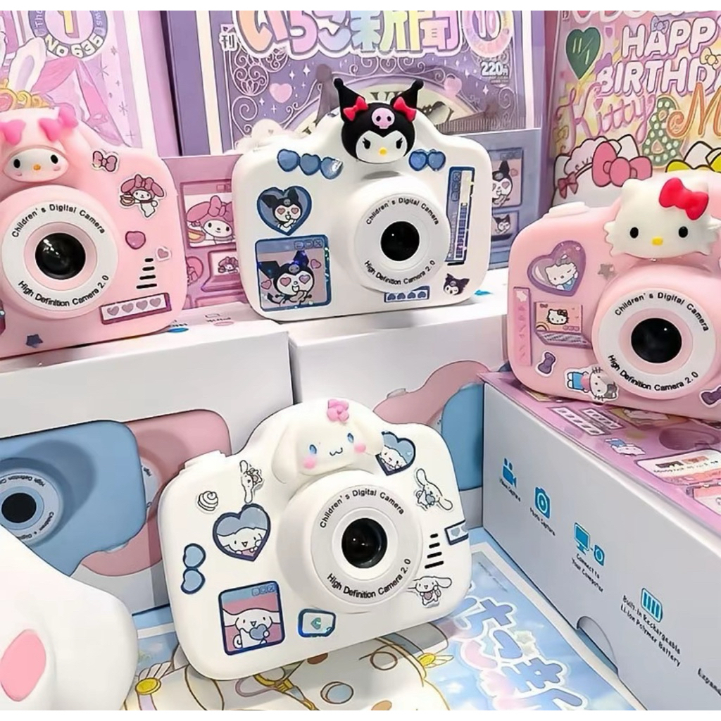 (Tặng stiker b3) Máy Ảnh Kỹ Thuật Số Camera Tặng Kèm Thẻ Nhớ 16gb Trẻ Em chụp ảnh video Kuromi Cinnamoroll Melody