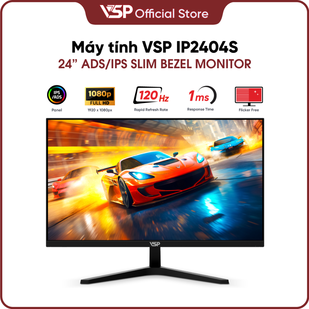 Màn hình Quốc dân VSP IP2404S 24inch Full HD IPS 120Hz 1ms Phù hợp làm văn phòng xem phim giải trí (
