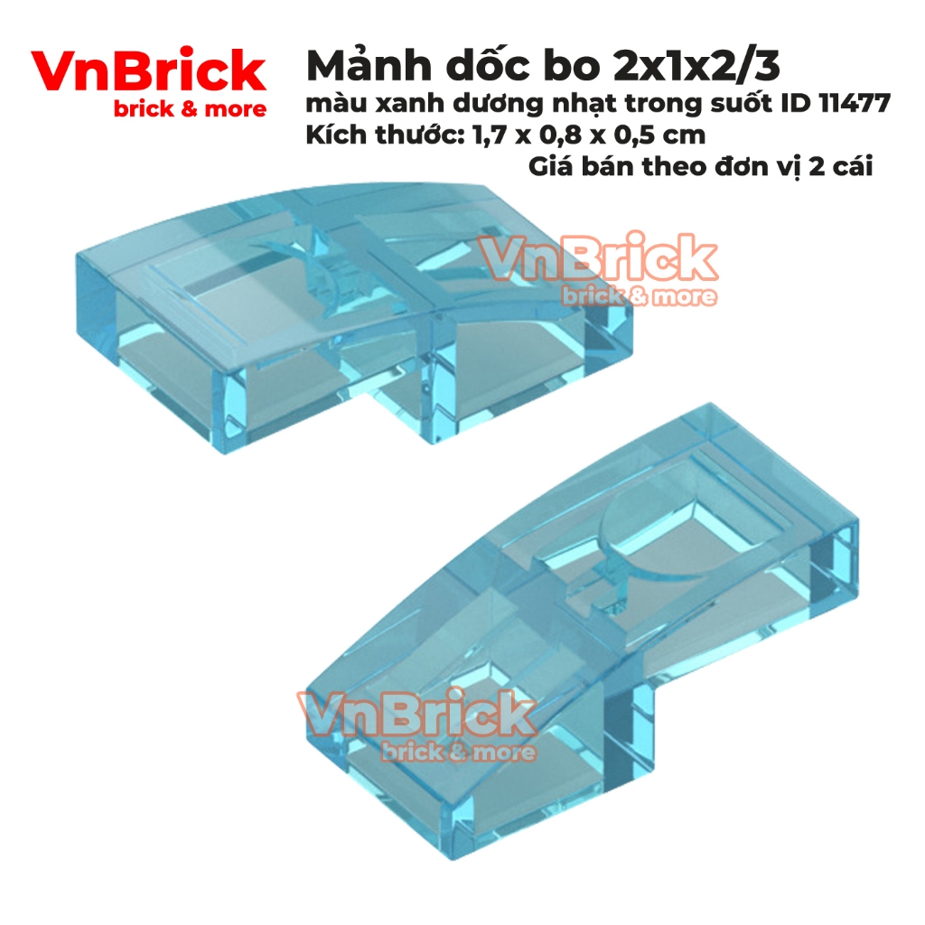 [2 Cái] [Mới, Hàng REAL - Auth] Mảnh dốc bo 2x1x2/3, màu xanh dương nhạt trong suốt (mã 11477)