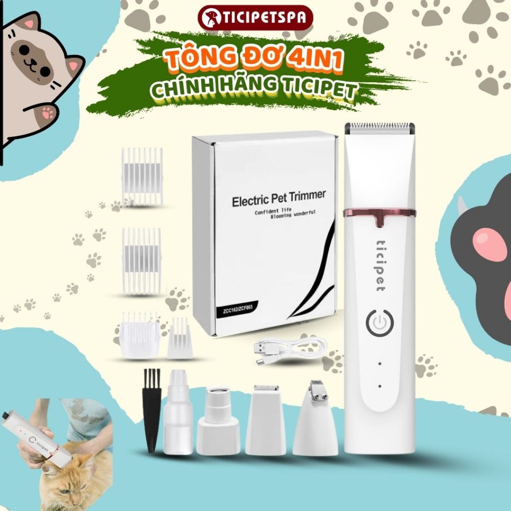 Tông Đơ Cắt Lông Chó, Bộ Cắt Tỉa Lông Chó Mèo, Tăng Đơ Đa Năng 4in1 Tiện Lợi Đón Tết - Ticipet