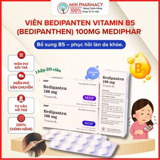 Viên Bedipanten Vitamin B5 (bedipanthen) 100mg Mediphar Hỗ trợ tóc, móng, ủ tóc hộp 20 viên - Minpharmacy