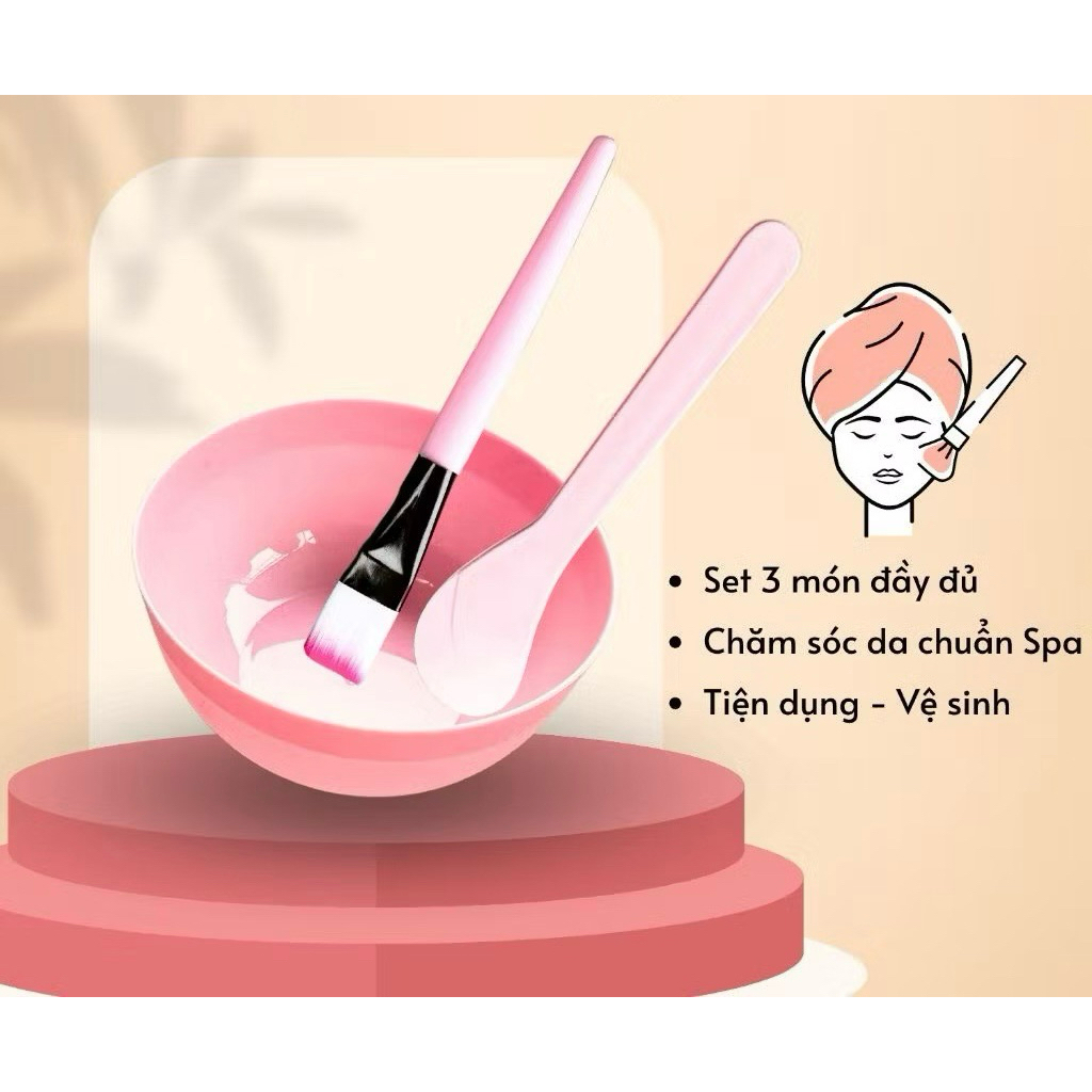 Bộ bát thìa cọ đắp mặt nạ 3 món
