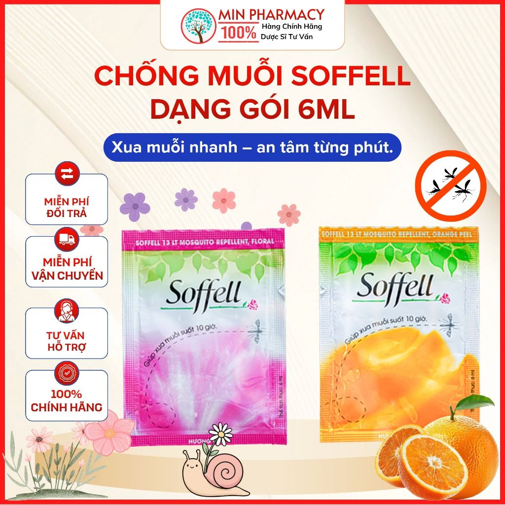 Dây 12 gói Kem bôi da chống muỗi SOFFELL Dạng gói 6ml - Minpharmacy