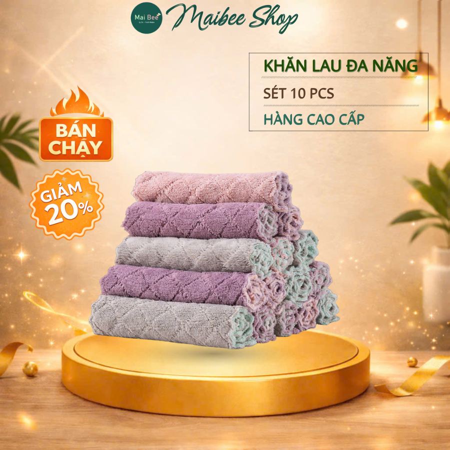 Sét 10c Khăn lau bếp, khăn lau đa năng, khăn mềm, mịn tiện lợi