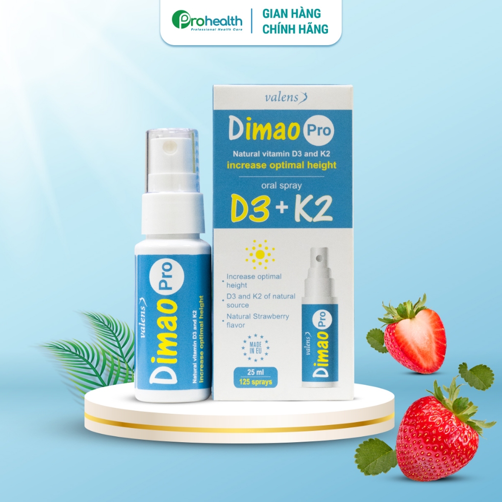 Dimao Pro Oral Spray D3K2 Dạng Xịt - Hỗ Trợ Tăng Chiều Cao, Tăng Cường Hấp Thu Canxi Cho Bé 25ml