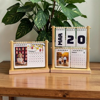 Lịch để bàn 2026 khung đế gỗ in theo yêu cầu - Quà tặng cho bé, gia đình, người yêu, sinh nhật, cửa hàng, công ty ...