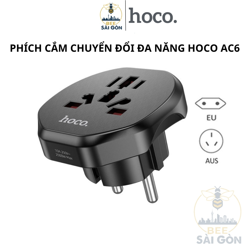 Ổ Điện HOCO AC6, Phích Cắm Chuyển Đổi Đa Năng Tiện Lợi Mang Đi Du Lịch