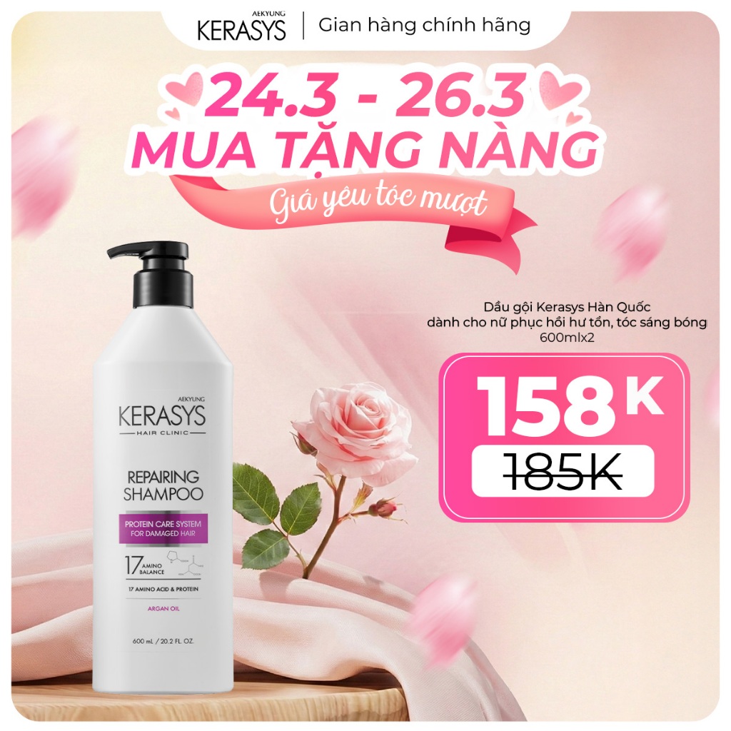Dầu gội Hàn Quốc phục hồi nuôi dưỡng và cân bằng độ ẩm cho tóc yếu, hư tổn Kerasys Hair Clinic 600ml
