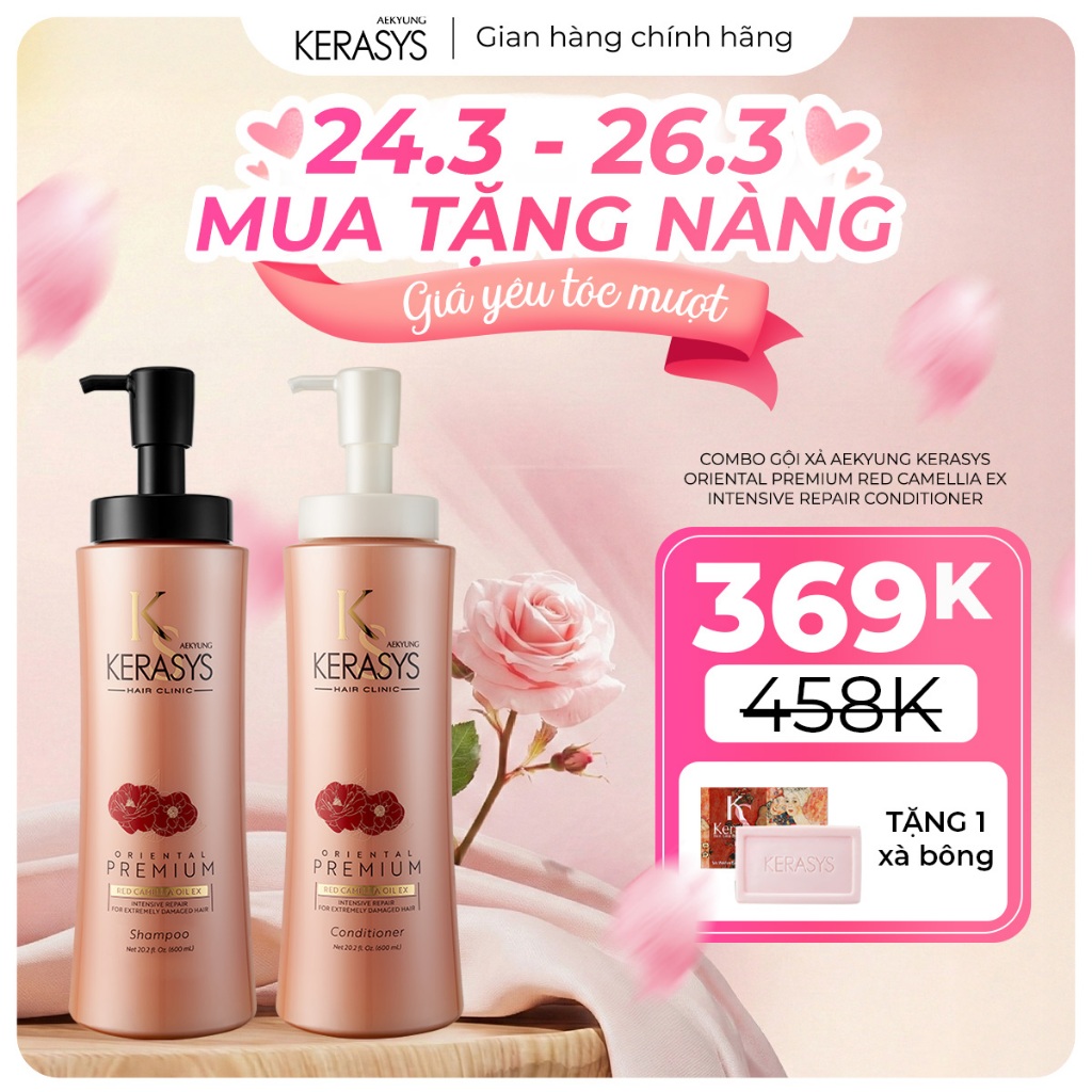 COMBO Gội Xả Phục hồi chuyên sâu, dưỡng tóc khỏe Aekyung Kerasys Oriental Premium Intensive Repair