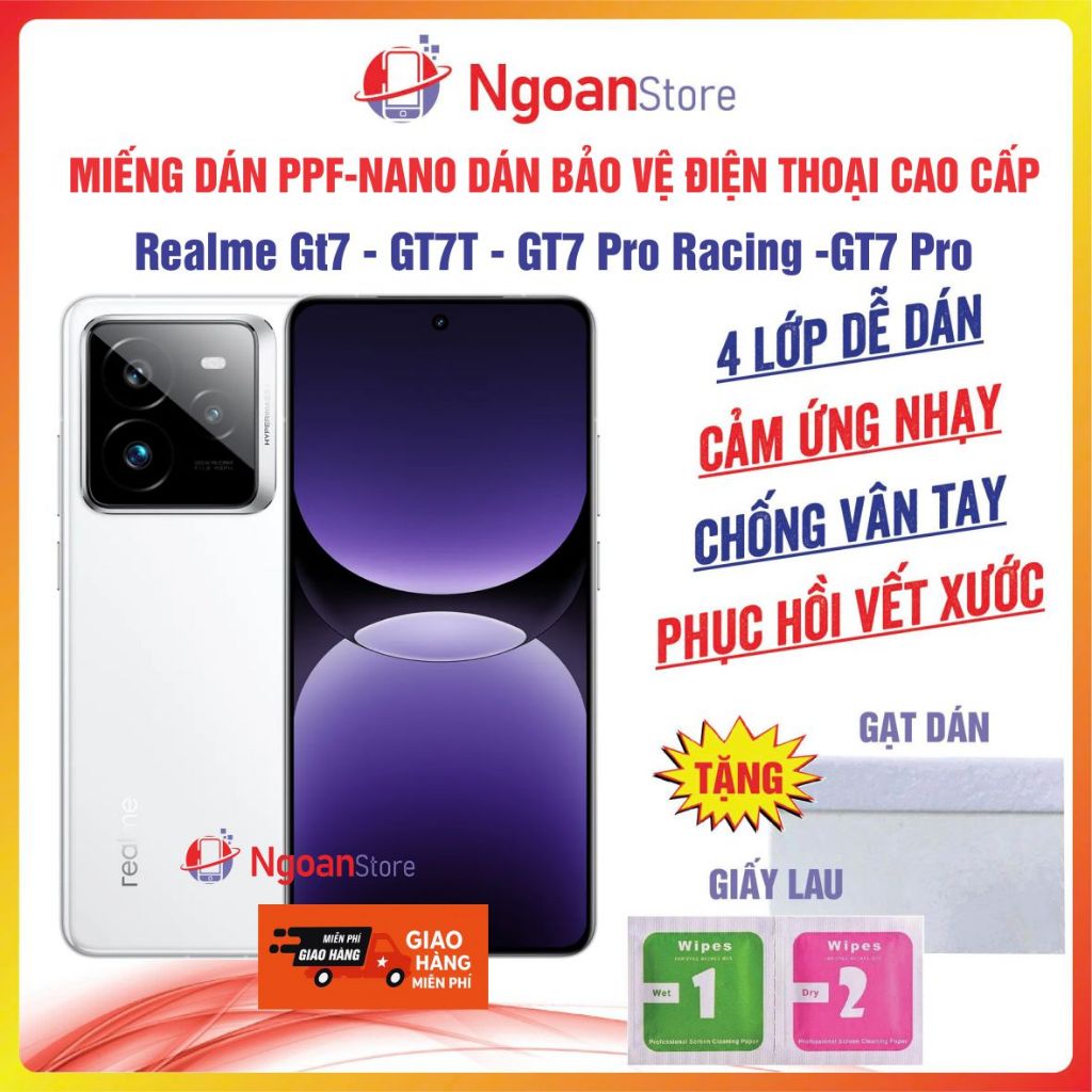 Miếng dán PPF-NANO Realme Gt7 - GT7T  -GT7 Pro trong suốt nhám cao cấp chống vân tay phục hồi vết xư
