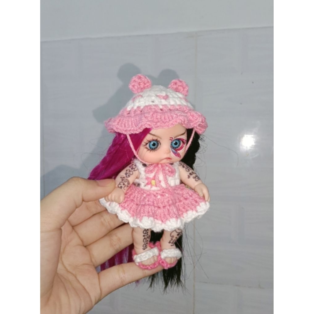 set váy len xòe ít hở eo doll 5in