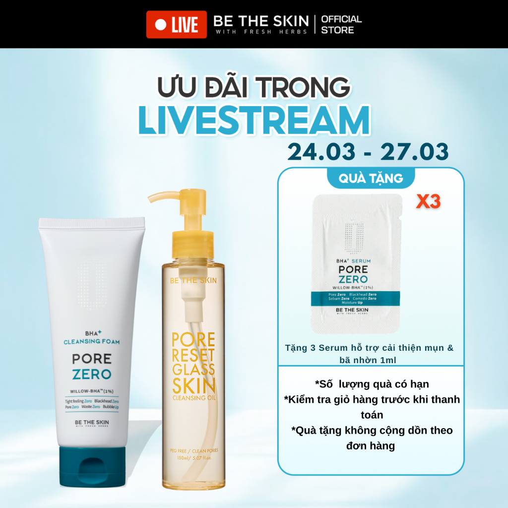 [KOL] Combo BHA+ PORE ZERO Cleansing Foam + Cleansing Oil